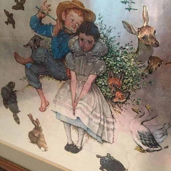 Norman Rockwell Foil Print Flute Serenade Metallic Framed - Picture 3 of 4